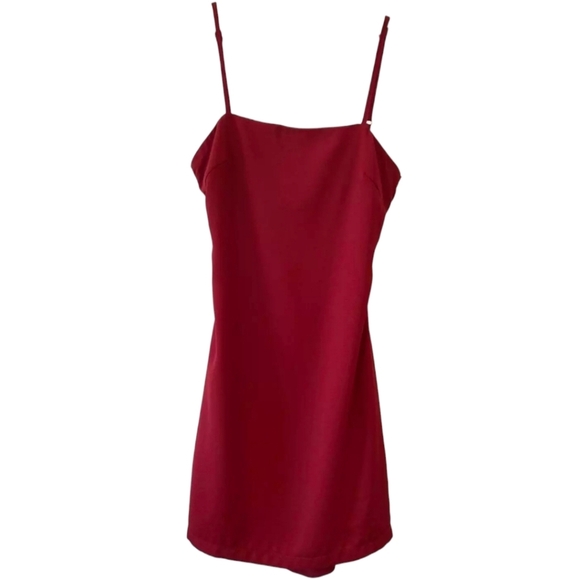 Lulus 'Toast To Life' Mini Dress Burgundy Open Back w/Wide Tie Hidden Zip Sz SM - Picture 2 of 14